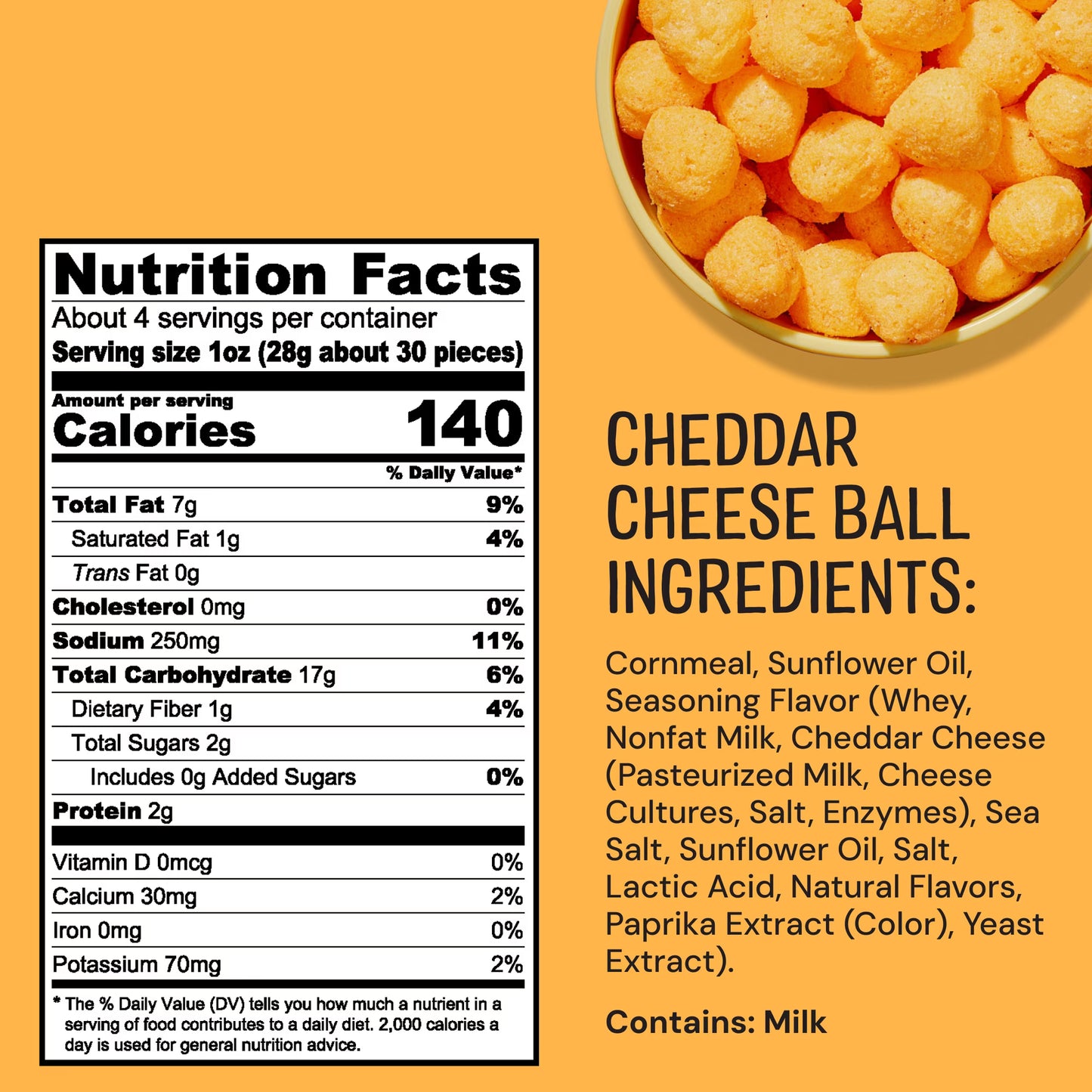 The Good Crisp Company Cheddar Cheese Balls, 4 oz