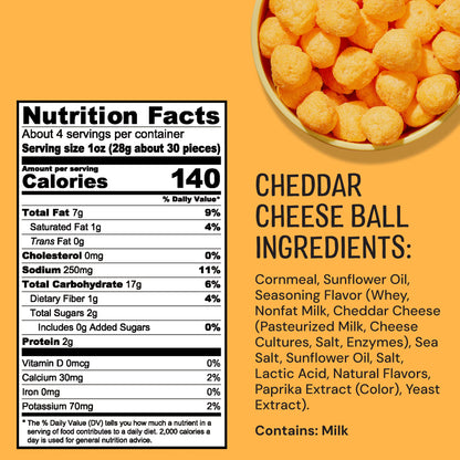 The Good Crisp Company Cheddar Cheese Balls, 4 oz