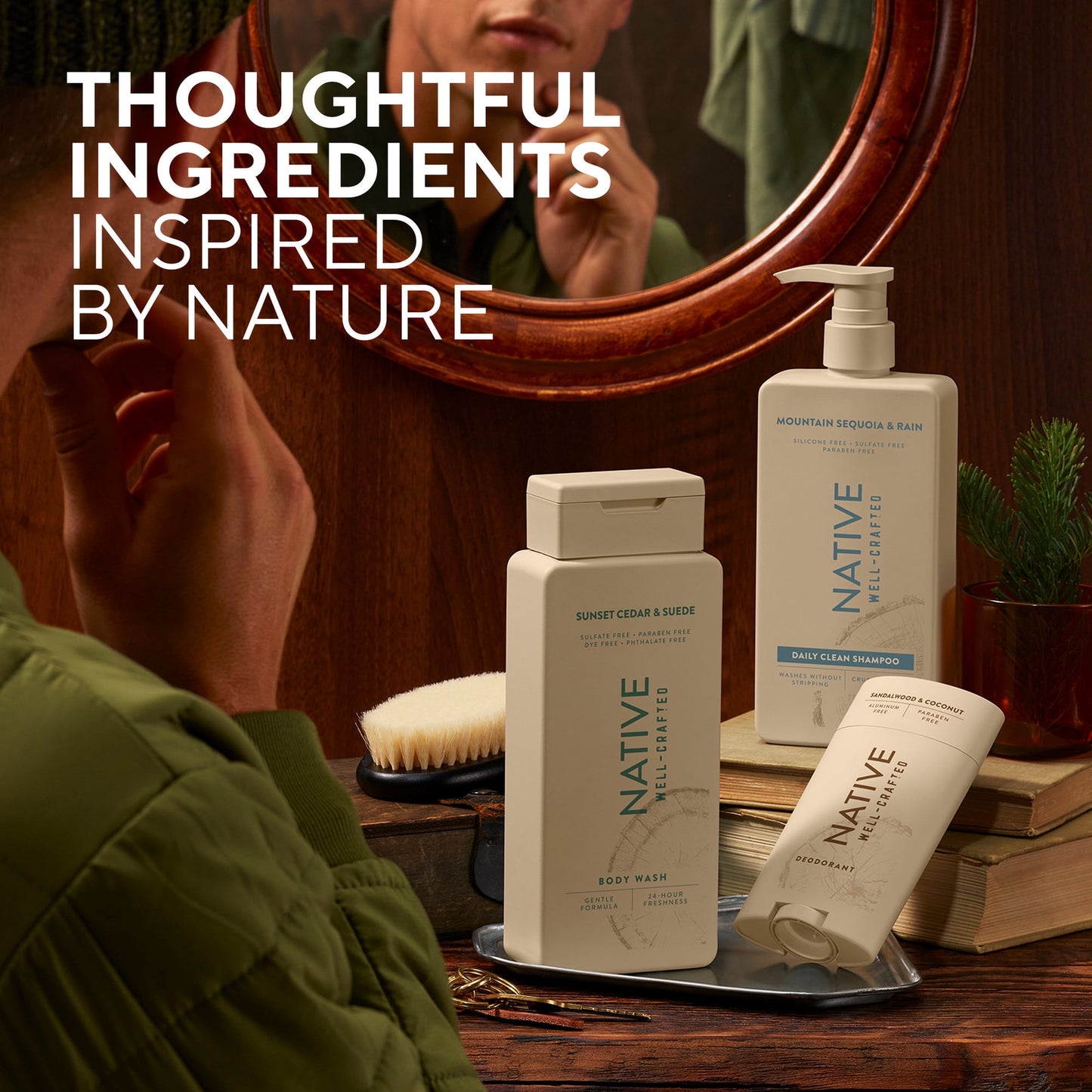 Native Aluminum Free Deodorant for Men, Sandalwood & Coconut, Well-Crafted, 3.1 oz