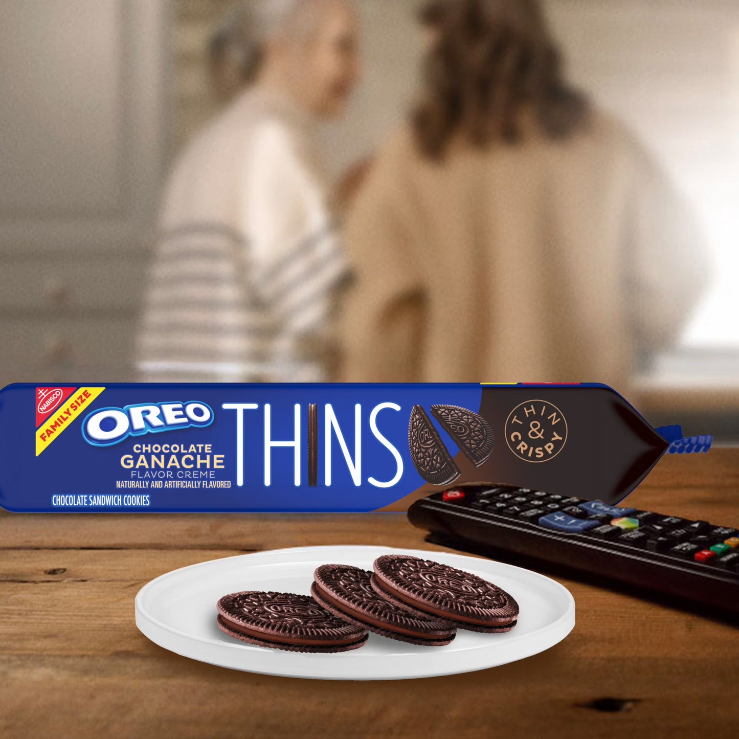OREO Thins Chocolate Ganache Creme Chocolate Sandwich Cookies, Family Size, 12.33 oz