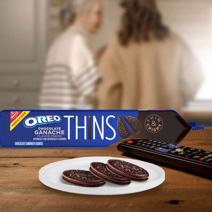 OREO Thins Chocolate Ganache Creme Chocolate Sandwich Cookies, Family Size, 12.33 oz
