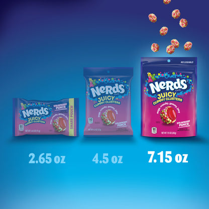 NERDS Juicy Gummy Clusters, Strawberry Punch, Juicy and Gummy Candy, for Snacking and Sharing, 7.15 oz Stand Up Bag