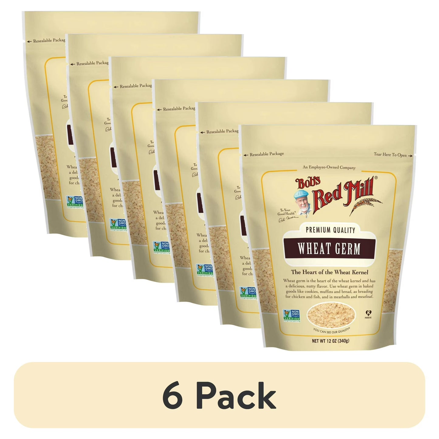 (6 pack) Bob's Red Mill Nutty Wheat Flours Cereal Wheat Germ - 12 Oz