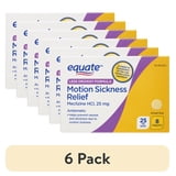 ( 6 pack ) Equate Less Drowsy Formula Motion Sickness Relief Meclizine HCI Tablets, 25mg, 8 Count, Compare to Dramamine All Day Less Drowsy Active Ingredients