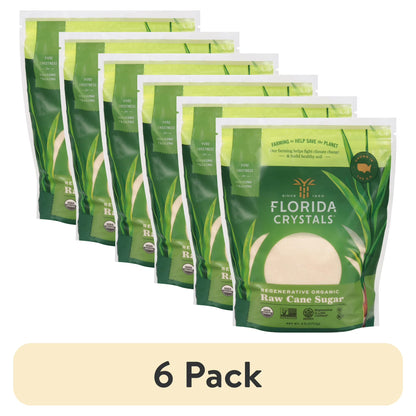 (6 pack) Florida Crystals Regenerative Organic Raw Cane Sugar, 6 lb