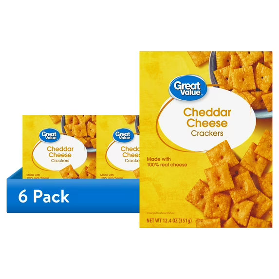 (6 pack) Great Value Cheese Crackers, 12.4 oz