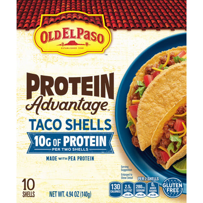 Old El Paso Protein Advantage Taco Shells, 10g Protein, Gluten Free, 10 Count, 4.94 oz