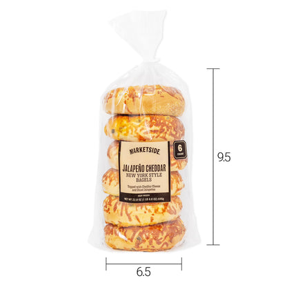 Marketside Fresh Jalapeno Cheddar Bagels, Wheat and Barley Flour, Shelf-Stable, 22.8 oz, 6 Count