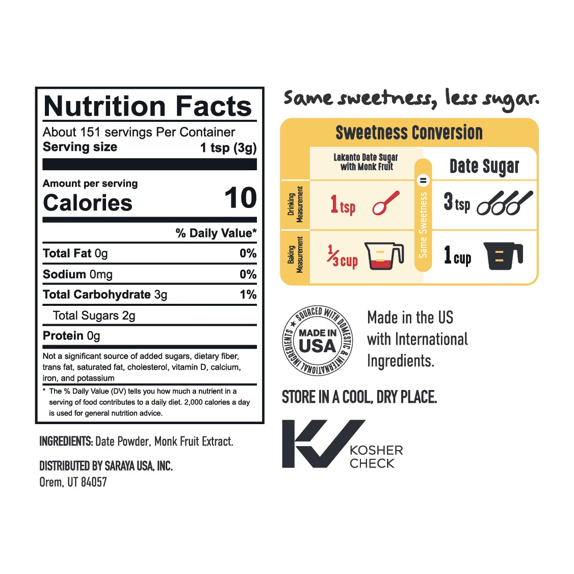 Lakanto Date Sugar with Monk Fruit Sweetener - Reduced Sugar for Coffee, Tea, Desserts, Cooking, Baking, Drinks, Sauces, Oatmeal, Smoothies, Syrup, Protein Shakes, Marinade (1 lb)