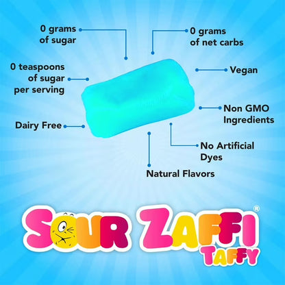 ZOLLIPOPS Sour Zaffi Taffy Sugar Free, Keto, Allergen & Diabetic Friendly, Assorted Fruit 5.0oz