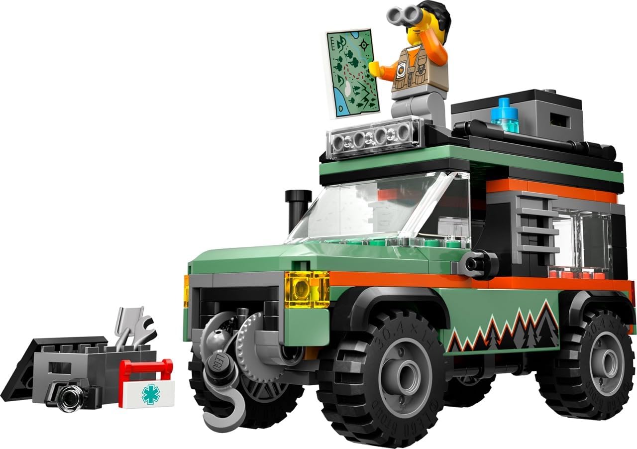 LEGO City Off-Road 4x4 Mountain Truck Toy - Building Toy Set for Kids, Boys and Girls, Ages 6+ - Fun Gift Idea for Birthdays and Holidays - with Adventurer Minifigure and Accessories - 60447