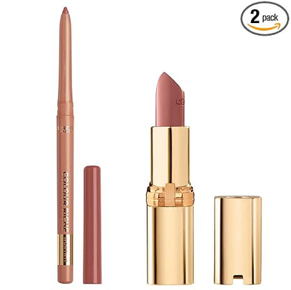 L’Oréal Paris Colour Riche Lipstick and Lip Liner Set, Includes 1 Satin Lipstick and 1 Creamy Lip Pencil For Bold, Nourished Lip Color, Worth It, 1 Kit