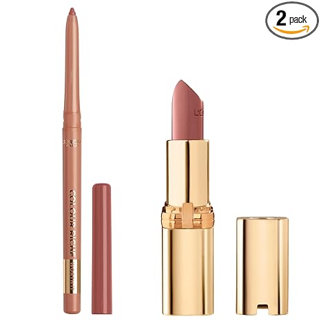 L’Oréal Paris Colour Riche Lipstick and Lip Liner Set, Includes 1 Satin Lipstick and 1 Creamy Lip Pencil For Bold, Nourished Lip Color, Worth It, 1 Kit