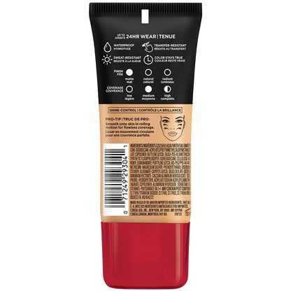 L'Oreal Paris Cosmetics Makeup Infallible Pro-Matte Liquid Longwear Foundation, Natural Beige, 1 fl oz. (Pack of 2)