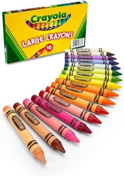 Binney & Smith Crayola Large Crayon Set, Lift-Lid Box, Assorted Colors, Box Of 16