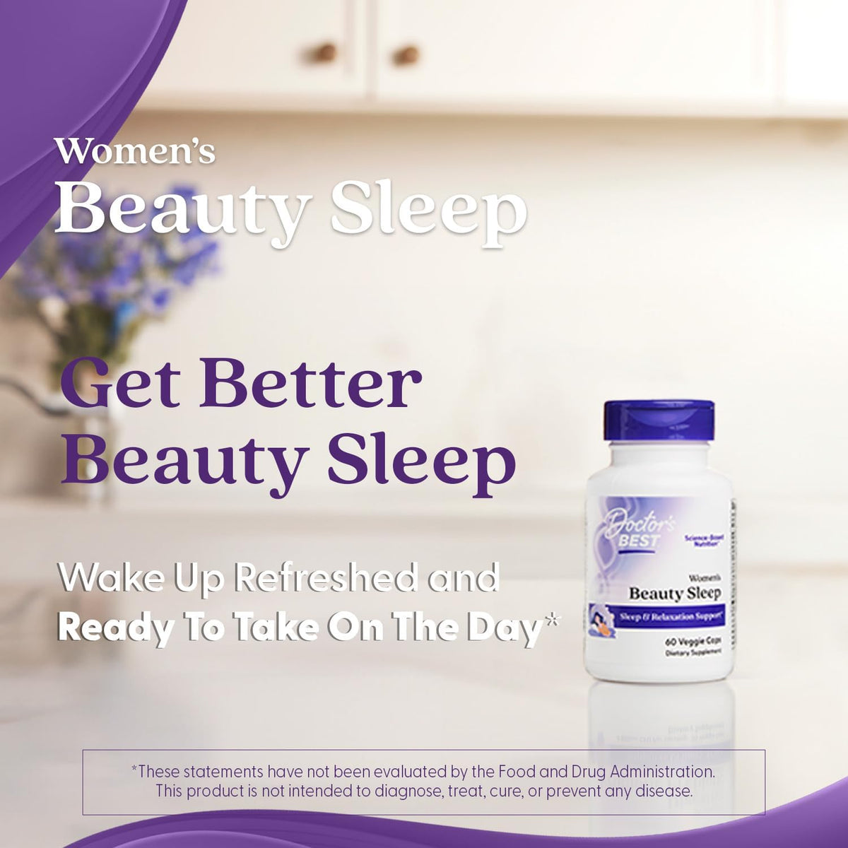 Doctors Best Womens Beauty Sleep with Magnesium, Theanine, Melatonin, Sleep & Relaxation Support, Non-GMO, Gluten Free, Soy Free, Vegan 60 Veggie Caps