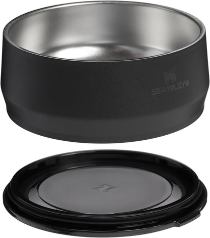 STANLEY Pet Bowl | 3-Cup (24 oz) Insulated Stainless Steel Dog & Cat Bowl | Splash-Resistant Lid | Dishwasher Safe | BPA-Free | Black 2.0