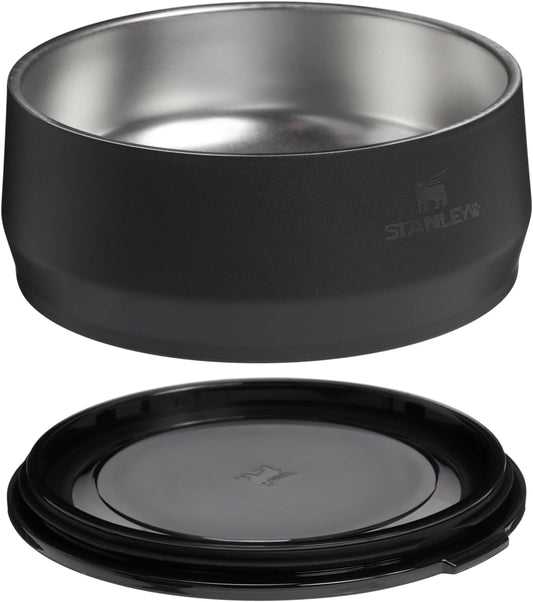 STANLEY Pet Bowl | 3-Cup (24 oz) Insulated Stainless Steel Dog & Cat Bowl | Splash-Resistant Lid | Dishwasher Safe | BPA-Free | Black 2.0