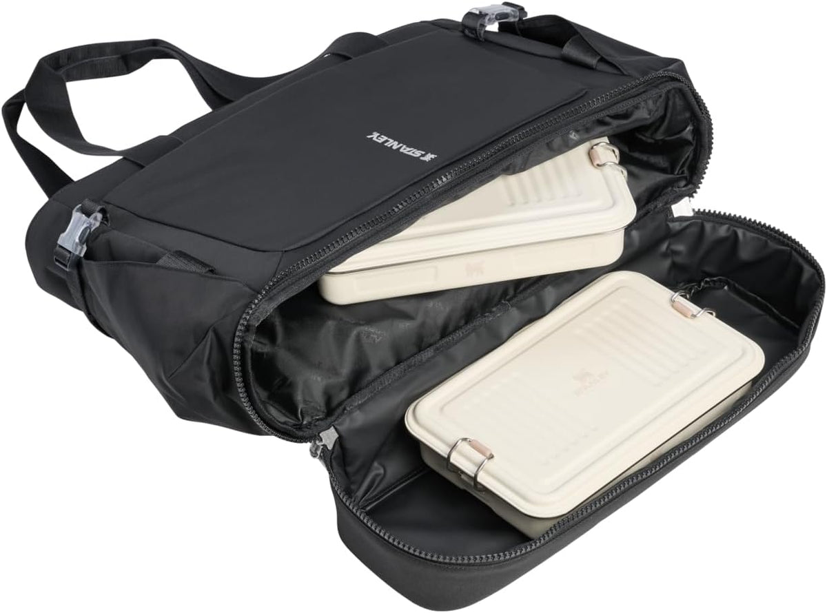 STANLEY Vitalize Tote| Gym, Work & Travel Bag with Laptop Sleeve | Expandable Bottom Compartment | Tumbler & Water Bottle Pockets | Durable Recycled Fabric | Black