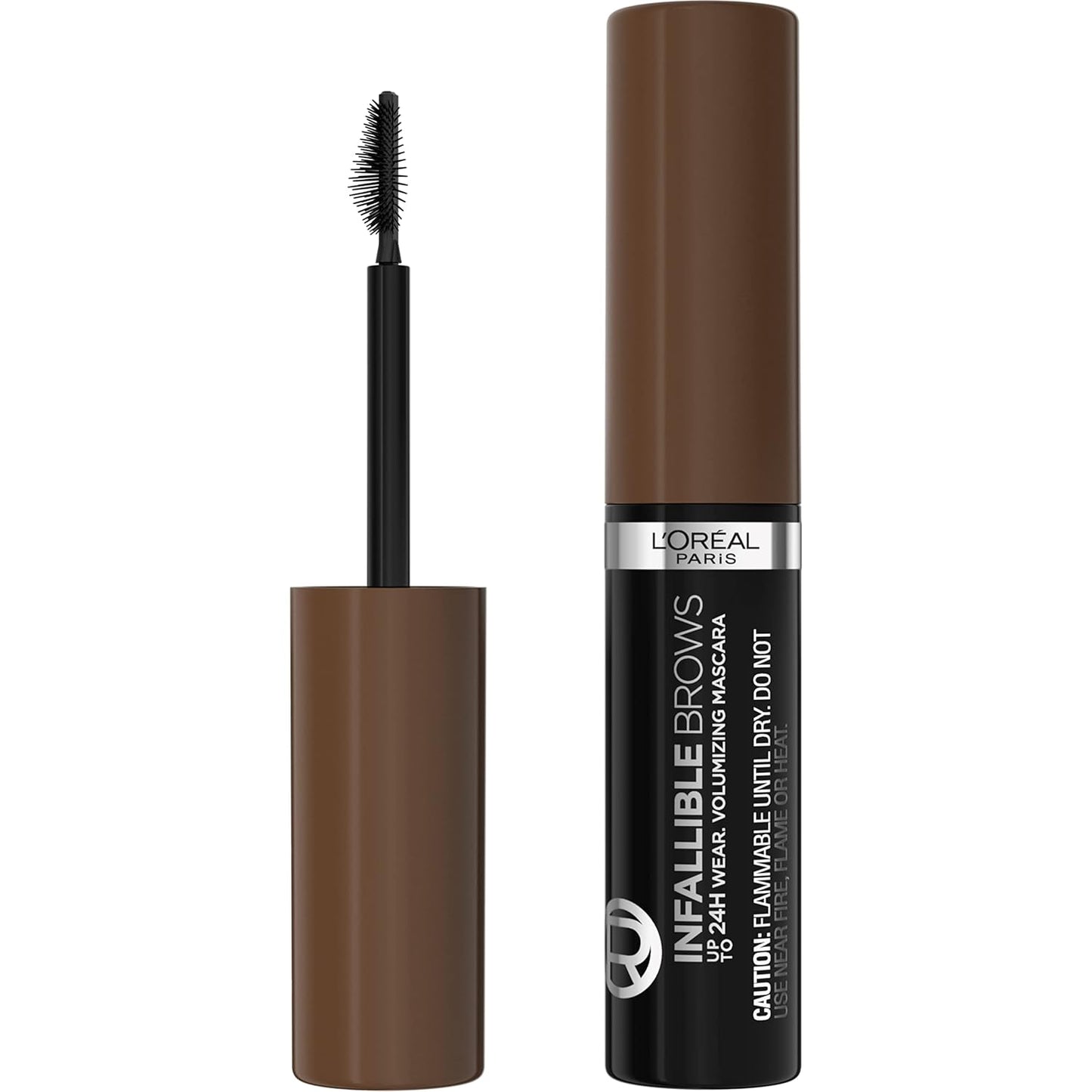 L'Oreal Paris Infallible Volumizing 24H Wear Brow Mascara, Long Lasting Eyebrow Makeup for 2X Fuller Eyebrows, 5.0 Brunette, 0.13 Fl Oz