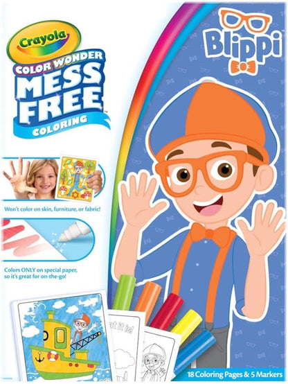 Crayola Blippi Color Wonder Coloring Set, 18 Blippi Mess Free Coloring Pages for Toddlers, Travel Activity, Toddler Toys & Gifts