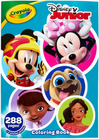 Crayola Disney Jr. Coloring Book (288 Pages), Includes Disney Stickers, Giant Coloring Book for Kids & Adults, Travel Activity, Ages 3 +
