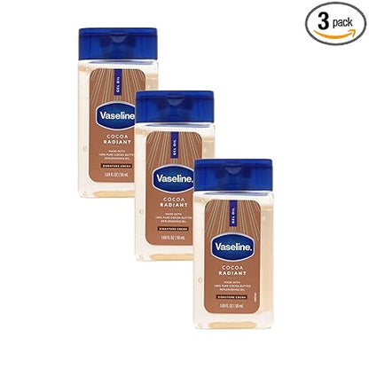 Vaseline Cocoa Radiant Replenishing Oil Gel with Pure Cocoa Butter, Travel Size, 1.69 fl oz, 3 Pack