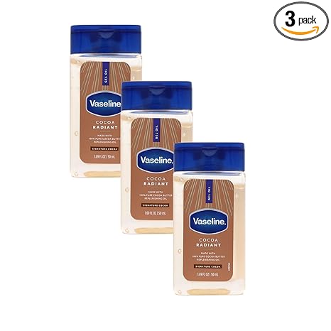 Vaseline Cocoa Radiant Replenishing Oil Gel with Pure Cocoa Butter, Travel Size, 1.69 fl oz, 3 Pack