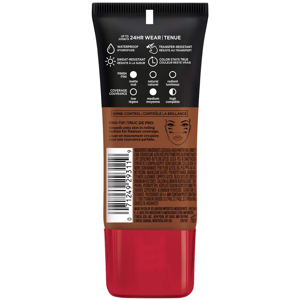 L'Oreal Paris Cosmetics Makeup Infallible Pro-Matte Liquid Longwear Foundation, Cocoa, 1 fl oz (Pack of 2)
