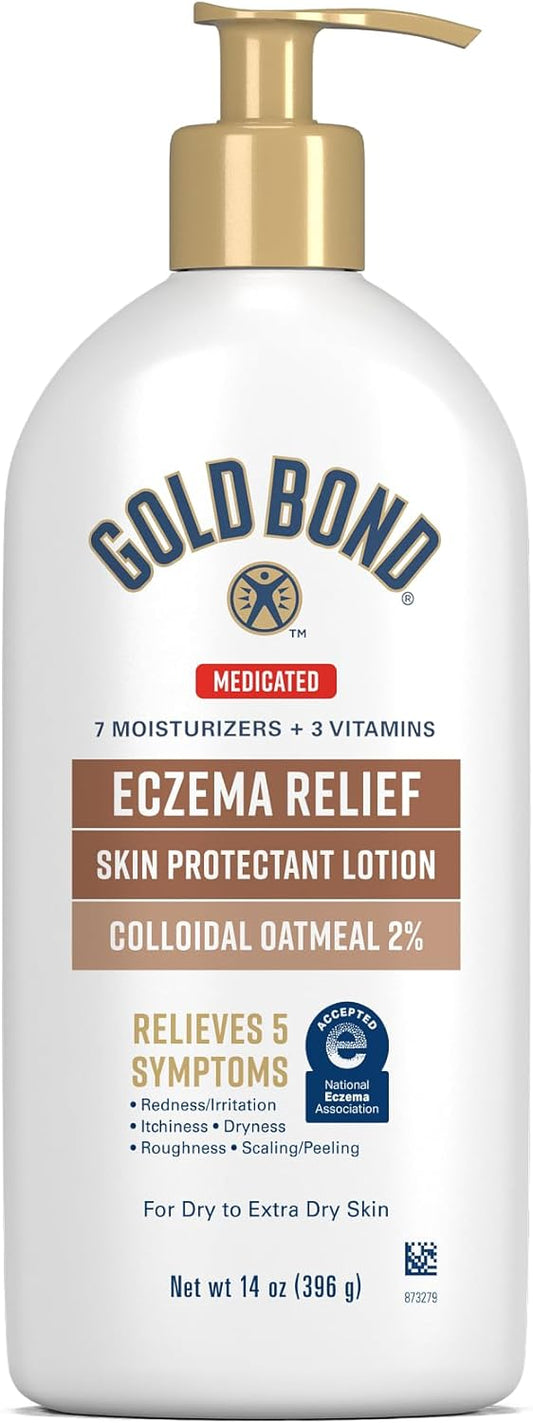 Gold Bond Medicated Eczema Relief Skin Protectant Lotion, 14 oz | Relieves 5 symptoms related to eczema, Accepted by National Eczema Association, steroid-free