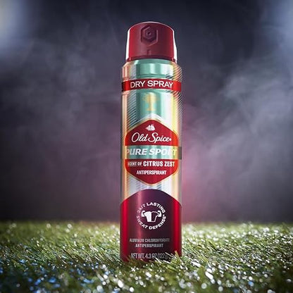 Old Spice Men's Antiperspirant & Deodorant Invisible Dry Spray Pure Sport Plus 24/7 Odor Protection, 4.3oz (Pack of 3)
