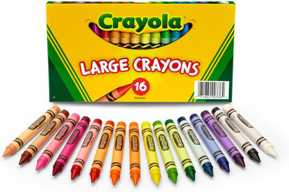 Binney & Smith Crayola Large Crayon Set, Lift-Lid Box, Assorted Colors, Box Of 16