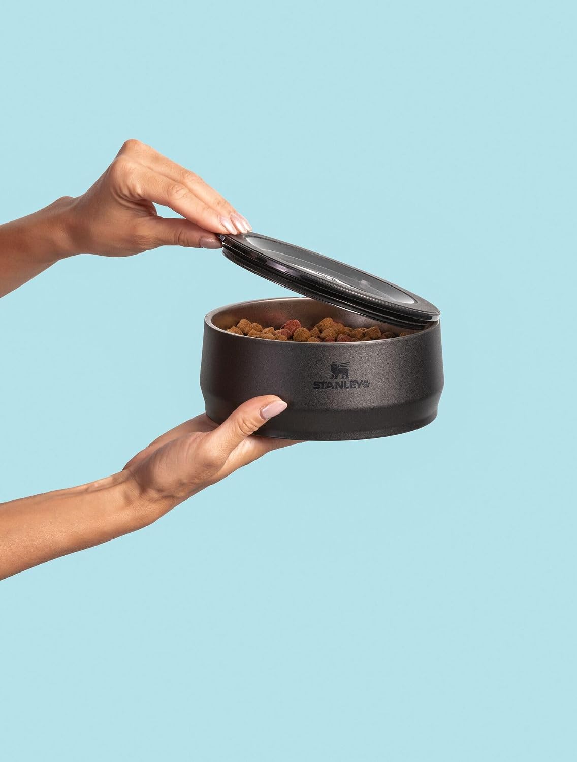 STANLEY Pet Bowl | 3-Cup (24 oz) Insulated Stainless Steel Dog & Cat Bowl | Splash-Resistant Lid | Dishwasher Safe | BPA-Free | Black 2.0