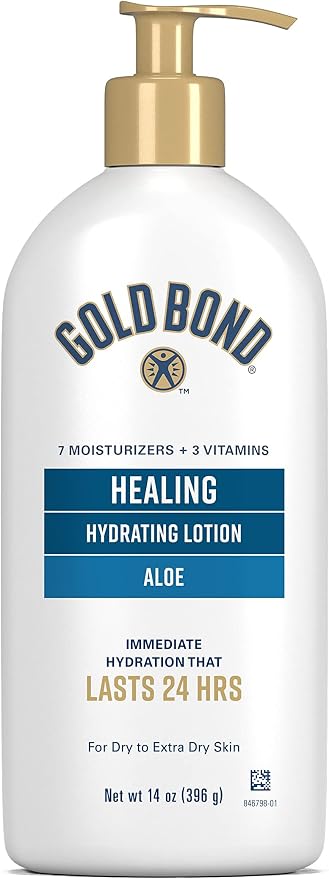 Gold Bond Healing Hydrating Lotion, 14 oz., With Aloe, Moisturizes, Immediate 24-Hour Hydration & Healing Skin Therapy Lotion with aloe 5.5 oz., Non-Greasy & Hypoallergenic