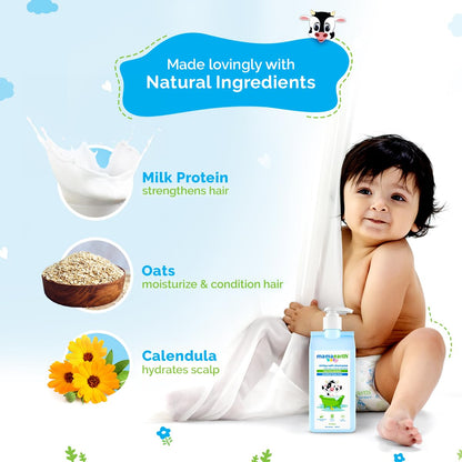 MAMAEARTH Baby Milky Soft Shampoo 13.53 Fl Oz (400ml) | with Oats Milk & Calendula