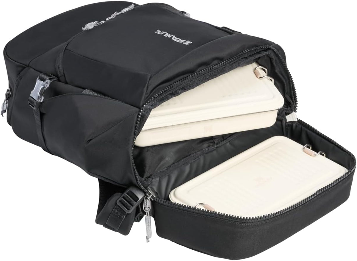 STANLEY Vitalize Backpack | Gym, Work & Travel Bag with Laptop Sleeve | Expandable Bottom Compartment | Tumbler & Water Bottle Pockets | Durable Recycled Fabric | Black
