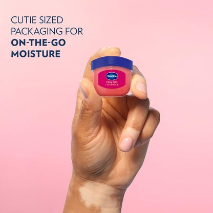 Vaseline Lip Therapy Rosy Lips 3-Pack – Moisturizing Lip Balm for Very Dry Lips in Mini Jars, 0.25 Oz.