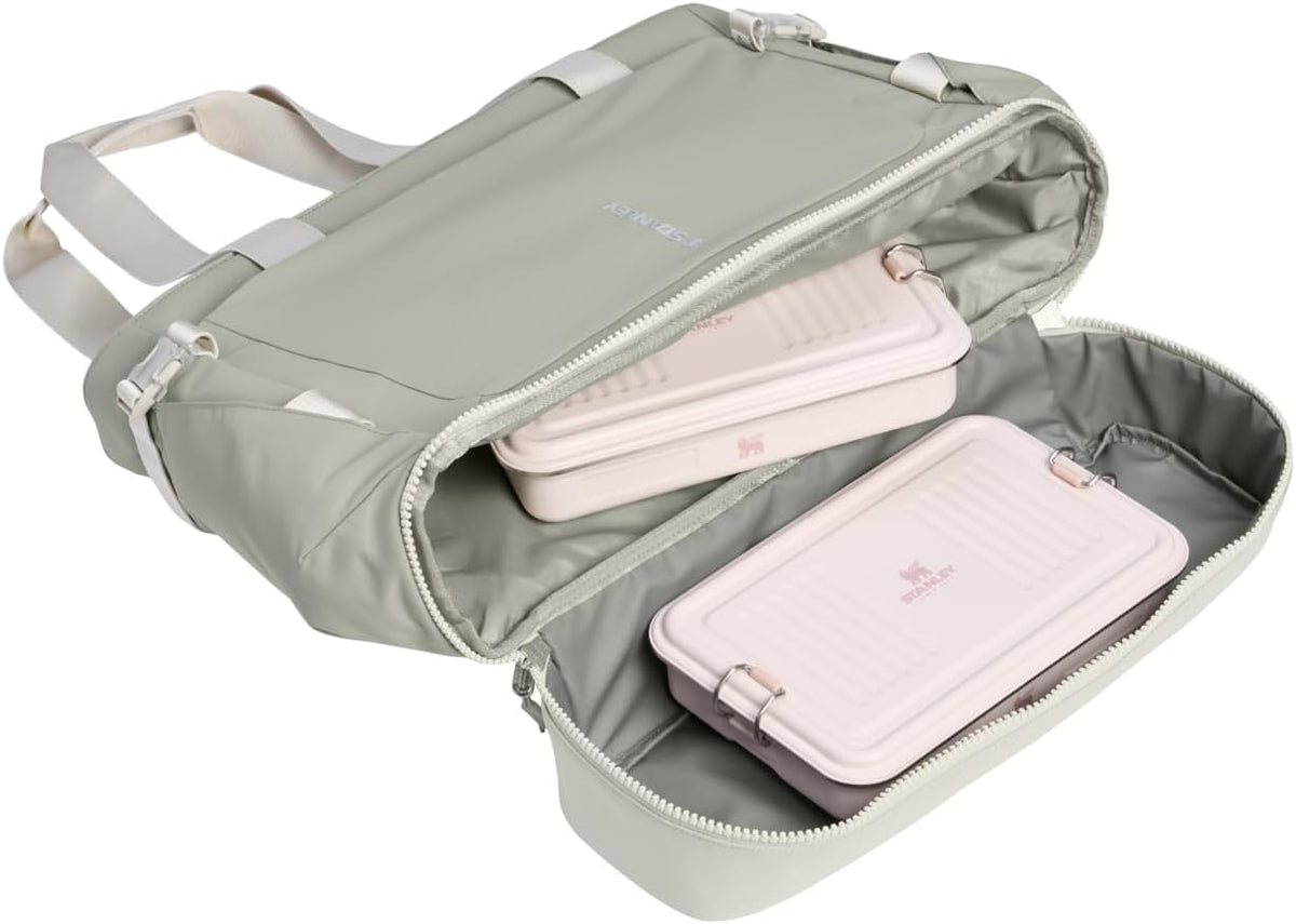 STANLEY Vitalize Tote| Gym, Work & Travel Bag with Laptop Sleeve | Expandable Bottom Compartment | Tumbler & Water Bottle Pockets | Durable Recycled Fabric | Sage Grey