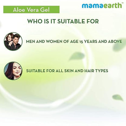 Mamaearth Aloe Vera Gel for Skin & Hair | Hydrates Dry Skin & Scalp | Reduces Sunburn & Wrinkles | Deep Nourishment for All Skin & Hair Types | 10.14 Fl Oz/300ml