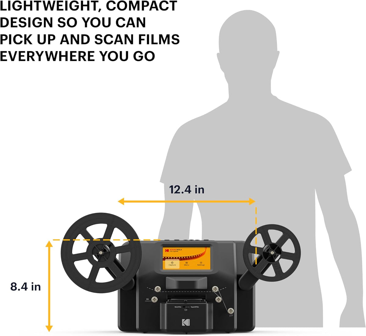 KODAK REELS 8mm & Super 8 Film Digitizer, 1080p MP4, 5" LCD, 8MP Scanner