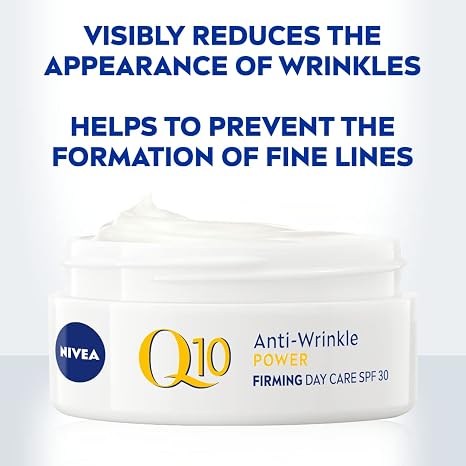 NIVEA Q10 Power Anti-Wrinkle Protecting Day Cream with Coenzyme Q10 & Creatine – 50 ml Lightweight Anti-Age Face Moisturizer for Firmer, Smoother Skin