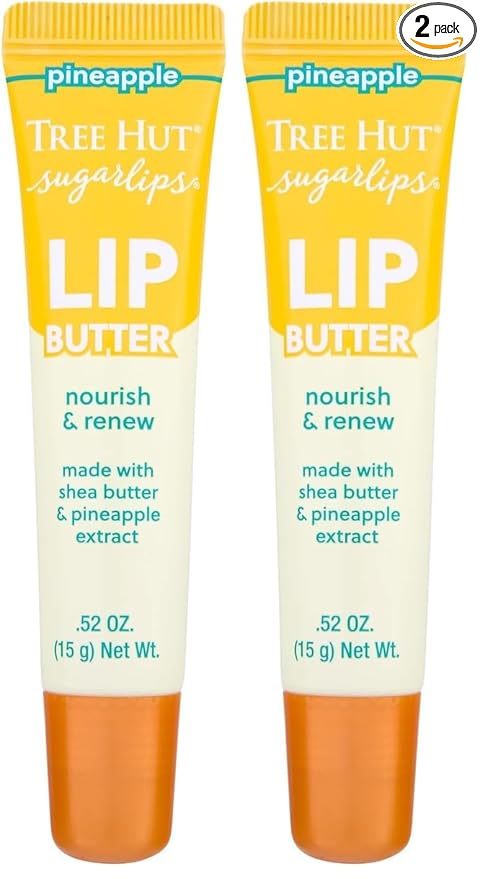 Tree Hut Pineapple Sugarlips Lip Butter, Moisturizing & Nourishing Lip Care for Smooth, Hydrated Lips, 0.52 fl oz (Pack of 2)
