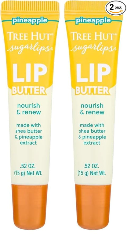 Tree Hut Pineapple Sugarlips Lip Butter, Moisturizing & Nourishing Lip Care for Smooth, Hydrated Lips, 0.52 fl oz (Pack of 2)