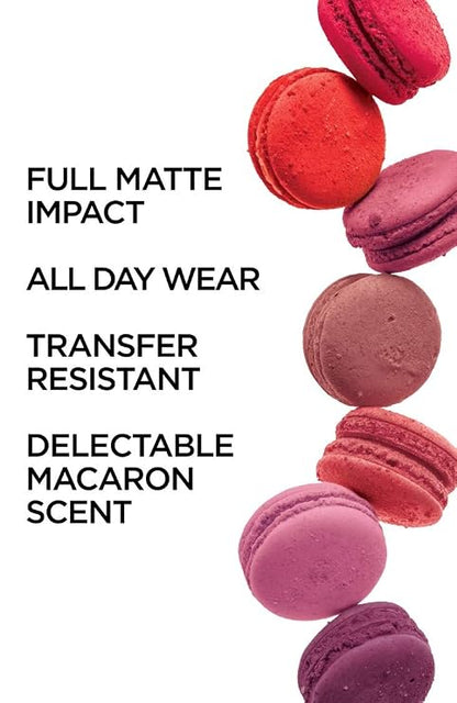 L'Oreal Paris Makeup Infallible Pro Matte Les Macarons Scented Matte Liquid Lipstick, Highly Pigmented, Longwear, Waterproof and Smudge Proof, Dose of Rose, 0.21 fl; oz.