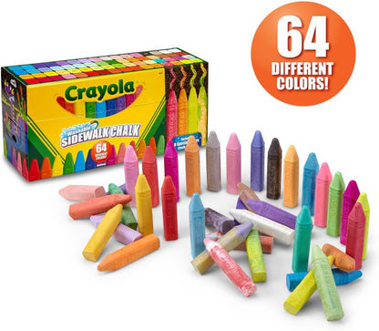 Crayola Ultimate Washable Chalk Collection (64ct), Bulk Outdoor Sidewalk Chalk for Kids, Outdoor Activities & Spring Crafts, Gifts for Kids