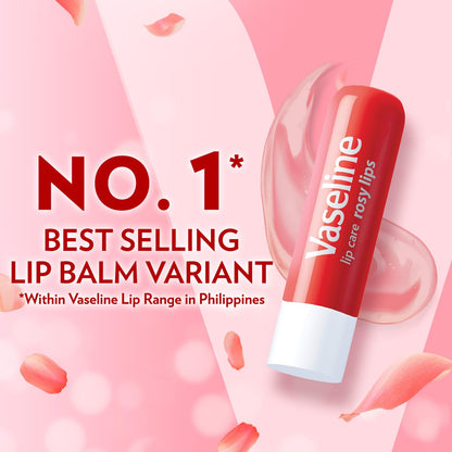 Vaseline Lip Therapy Care Rosy, Fast-Acting Nourishment, Ideal for Chapped, Dry, Cracked, or Damaged Lips, Lip Balm, 2-Pack of 2, 0.16 Oz Each, 4 Lip Balms