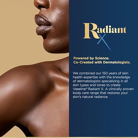 Vaseline Radiant X Skin Care Set –Even Tone Nourishing Body Lotion with 1% Niacinamide, Deep Nourishment Body Cream with Vitamin C + Hydrating Body Oil with Vitamin E (3 Piece Set)