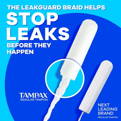 Tampax Pearl Tampons Multipack, with LeakGuard Braid, Light/Regular/Super Absorbency, Up to 100% Leak and Odor Free Protection, Unscented, 34 Count
