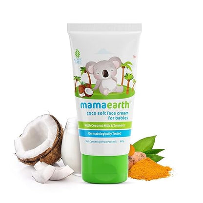 MAMAEARTH Coco Soft Baby Face Cream with Coconut Milk & Turmeric, 60g | Convenient 60g pack for everyday use.