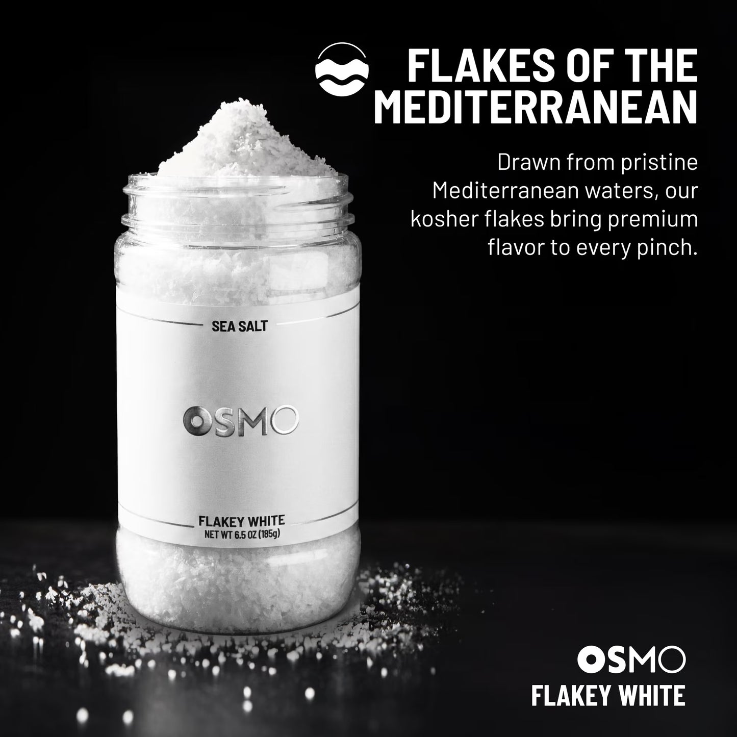 Osmo Flakey White Sea Salt, Kosher Flakes, Chef-Crafted Michelin-Star Quality Seasoning, 6.5 oz